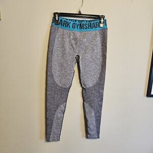 Gymshark Flex Seamless Cropped Leggings Heathered Gray and Turquoise Medium